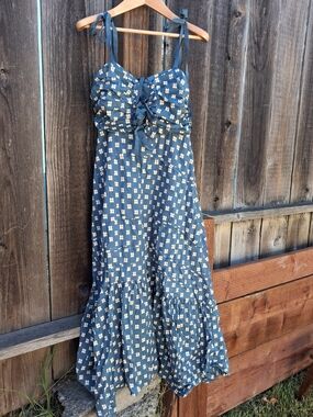 Free People NWOT Blue Floral Tie-Front Sundress